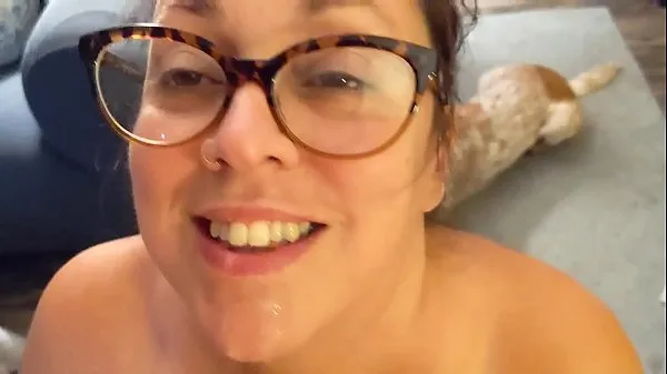 Big Surprise Video - Big Tit Nerd MILF Wife Fucks with a Blowjob and Cumshot Homemade energy Videos
