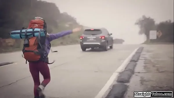 Big Blonde hitchhiker DPed by two strangers energy Videos