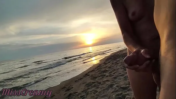 Big French Milf Blowjob Amateur on Nude Beach public to stranger with Cumshot 02 - MissCreamy energy Videos