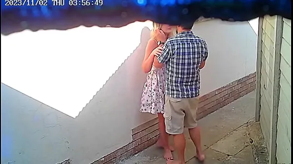 Big Cctv camera caught couple fucking outside public restaurant energy Videos