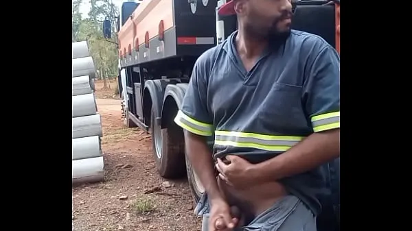 Big Worker Masturbating on Construction Site Hidden Behind the Company Truck energy Videos