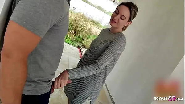 Big Cute German Teen caught Worker Jerk and tricked in MMF 3Some at Public Building energy Videos
